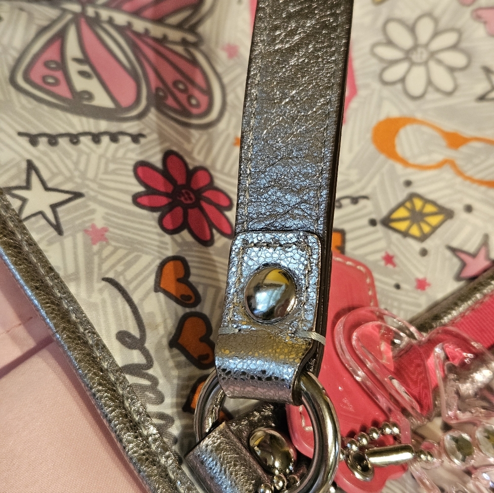 🦋🩷🌻Coach Y2K Poppy GRAFFITI Pink Orange Yellow Gray Tote Bag EPC🌻🩷🦋 - Picture 9 of 12